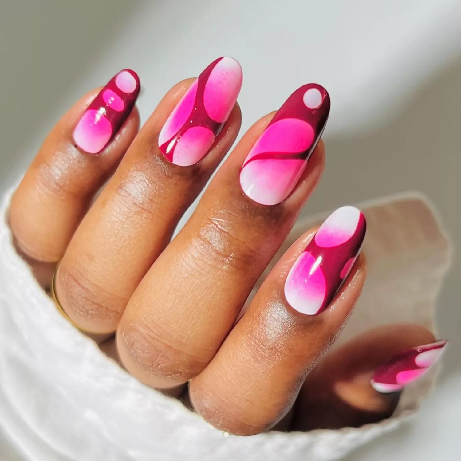 pink and burgundy french manicure