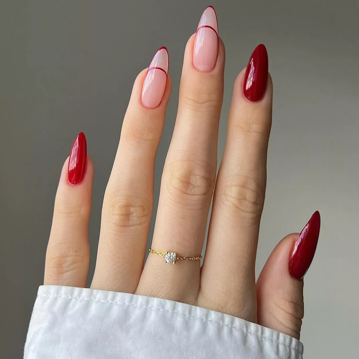 Negative Space Burgundy French Manicure