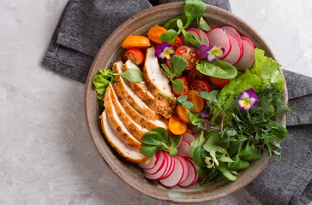 Plate full of colorful, nutritious foods