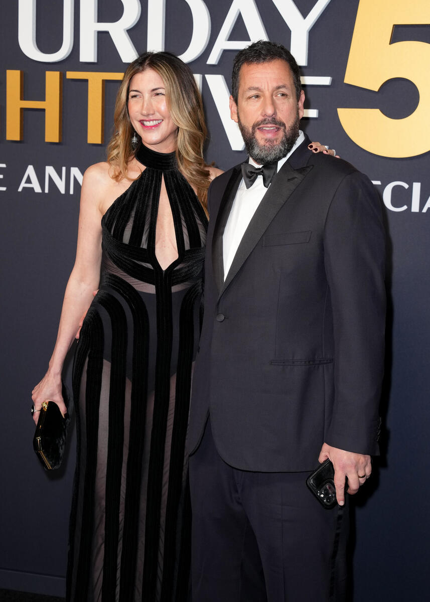 Jackie Sandler, Adam Sandler at SNL50: The Anniversary Special at 30 Rockefeller Plaza on February 16, 2025 in New York, New York.