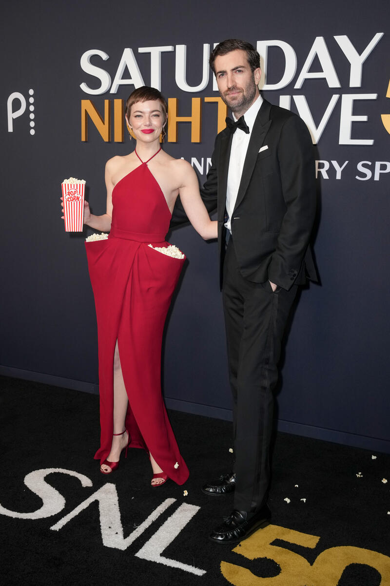 Emma Stone, Dave McCary at SNL50: The Anniversary Special at 30 Rockefeller Plaza on February 16, 2025 in New York, New York.