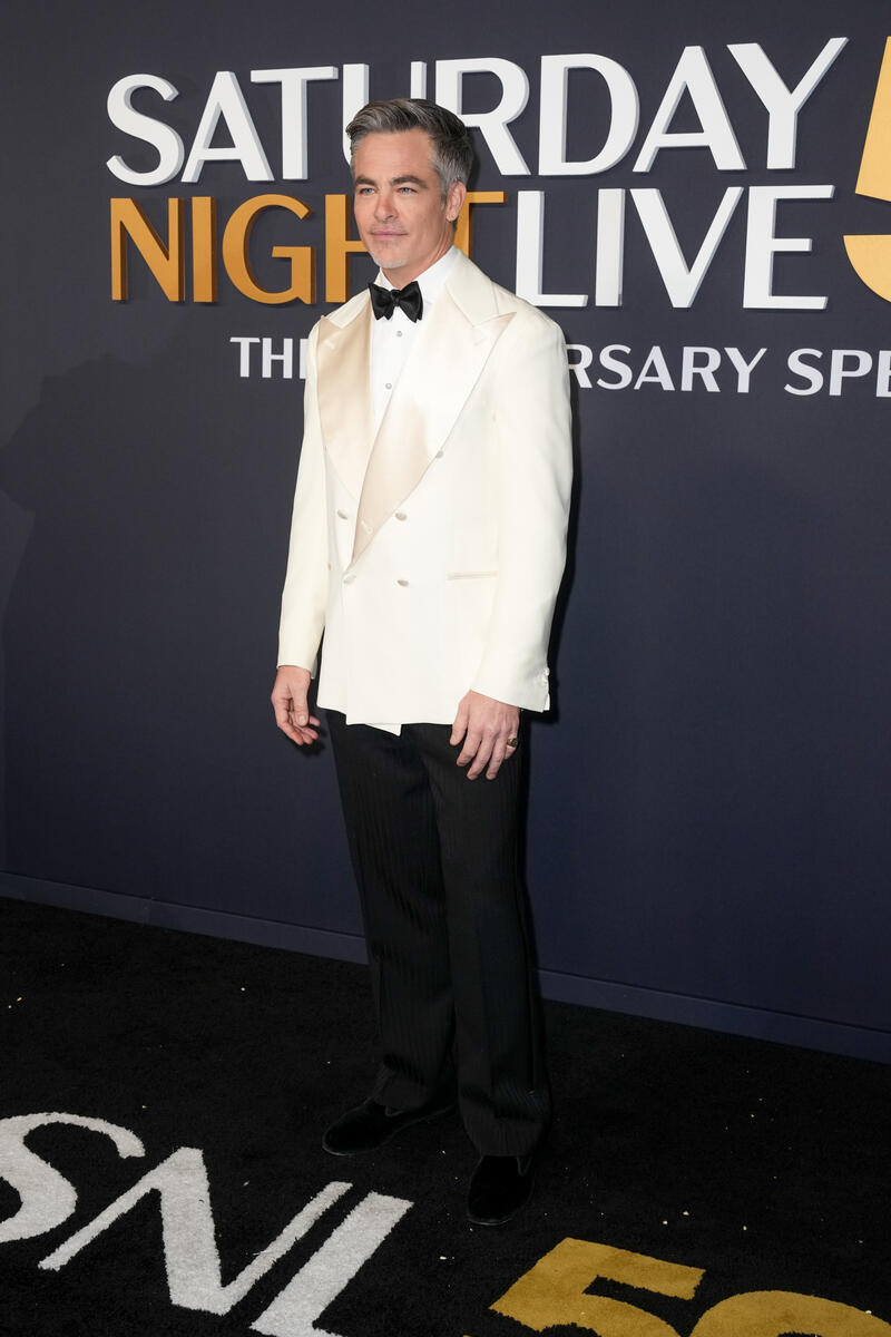 Chris Pine at SNL50: The Anniversary Special at 30 Rockefeller Plaza on February 16, 2025 in New York, New York.