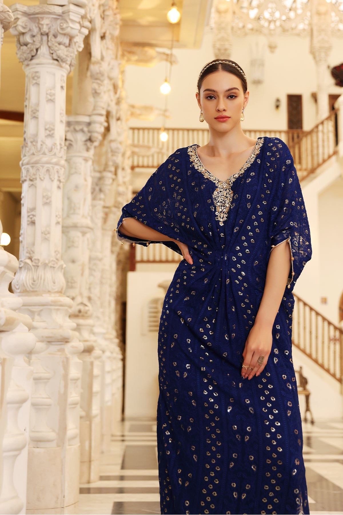 NAVY BLUE KAFTAN - SORINA – Sophia Pakistan