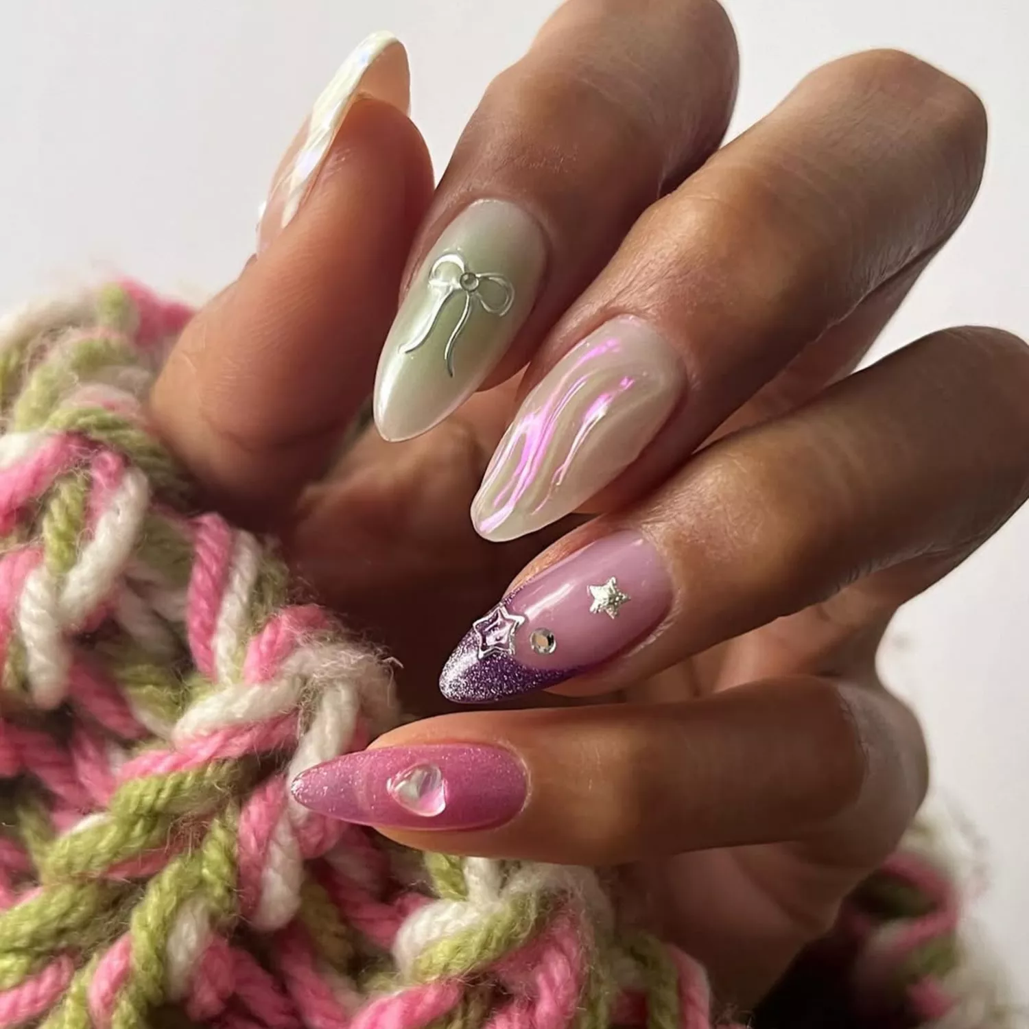 Mismatched pastel nails