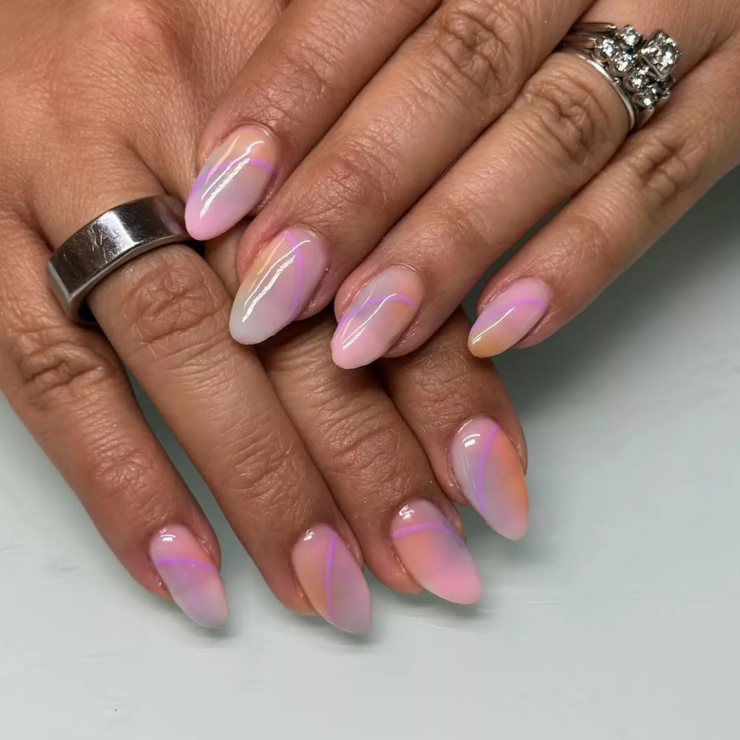 Pink and purple ombre nails